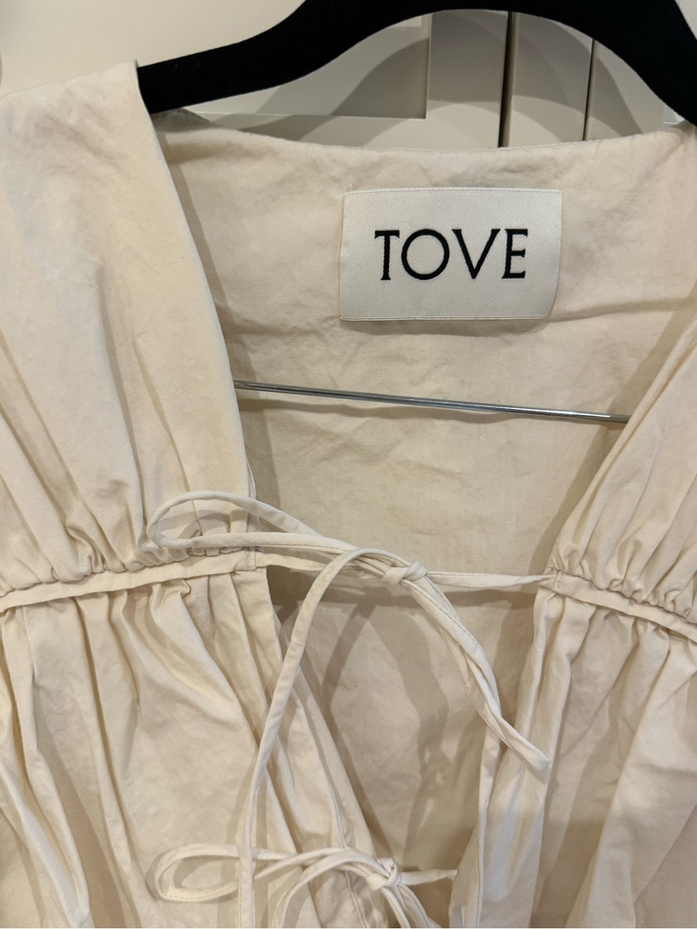 NWOT TOVE Cream Tie Peplum Cotton Top Small/34 - Picture 2 of 3